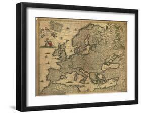 Map of Europe, 1700-Science Source-Framed Giclee Print