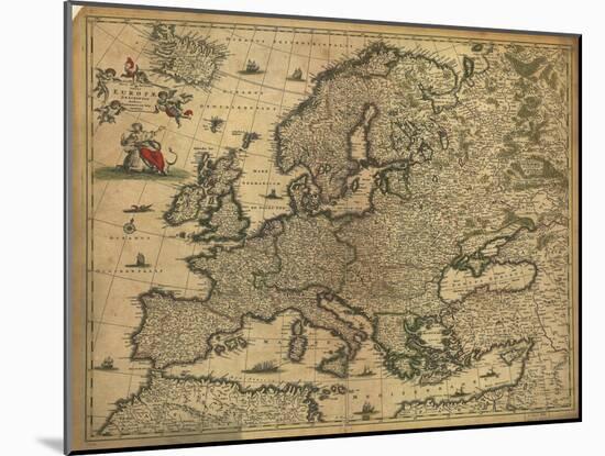 Map of Europe, 1700-Science Source-Mounted Giclee Print