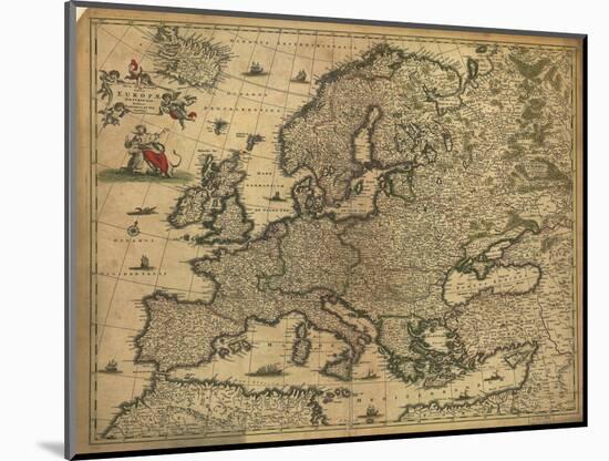 Map of Europe, 1700-Science Source-Mounted Giclee Print