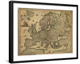 Map of Europe, 1700-Science Source-Framed Giclee Print