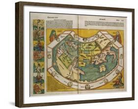 Map of Europe and the World, 1493-Hartmann Schedel-Framed Giclee Print