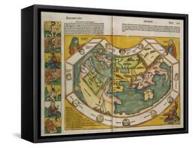 Map of Europe and the World, 1493-Hartmann Schedel-Framed Stretched Canvas