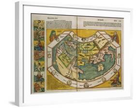 Map of Europe and the World, 1493-Hartmann Schedel-Framed Giclee Print