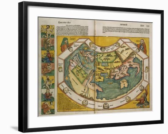 Map of Europe and the World, 1493-Hartmann Schedel-Framed Giclee Print