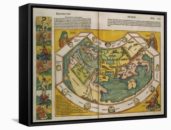 Map of Europe and the World, 1493-Hartmann Schedel-Framed Stretched Canvas