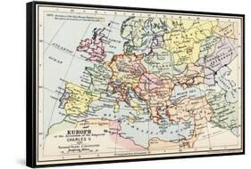 Map of Europe at the Accession of the Emperor Charles V-null-Framed Stretched Canvas