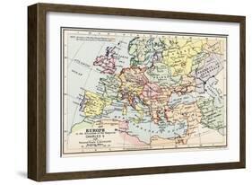 Map of Europe at the Accession of the Emperor Charles V-null-Framed Giclee Print