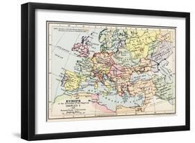 Map of Europe at the Accession of the Emperor Charles V-null-Framed Giclee Print