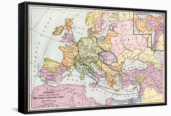 Map of Europe at the Time of the First Crusade, 1097 Ad-null-Framed Stretched Canvas