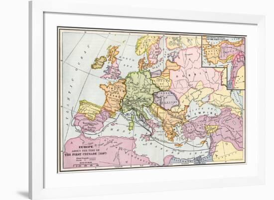 Map of Europe at the Time of the First Crusade, 1097 Ad-null-Framed Giclee Print