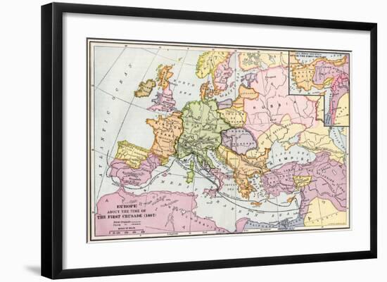 Map of Europe at the Time of the First Crusade, 1097 Ad-null-Framed Giclee Print