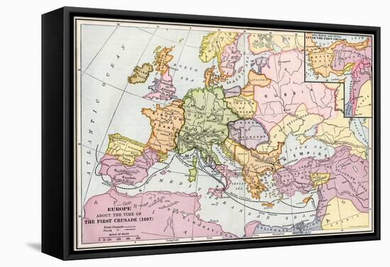 Map of Europe at the Time of the First Crusade, 1097 Ad-null-Framed Stretched Canvas