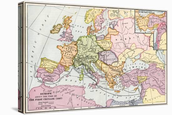 Map of Europe at the Time of the First Crusade, 1097 Ad-null-Stretched Canvas