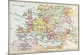 Map of Europe at the Time of the Third Crusade, 1190, from 'Historical Atla-English School-Mounted Giclee Print