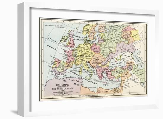 Map of Europe at the Time of the Third Crusade, 1190, from 'Historical Atla-English School-Framed Giclee Print