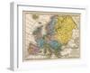 Map of Europe, c.1839-Samuel Augustus Mitchell-Framed Art Print