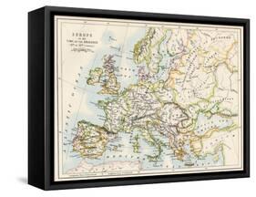 Map of Europe During the Crusades, 1000 to 1200 Ad-null-Framed Stretched Canvas