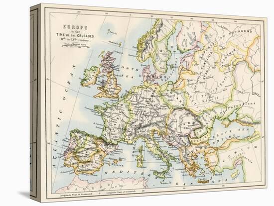 Map of Europe During the Crusades, 1000 to 1200 Ad-null-Stretched Canvas