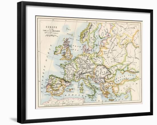 Map of Europe During the Crusades, 1000 to 1200 Ad-null-Framed Giclee Print