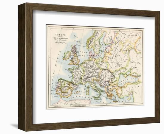 Map of Europe During the Crusades, 1000 to 1200 Ad-null-Framed Giclee Print
