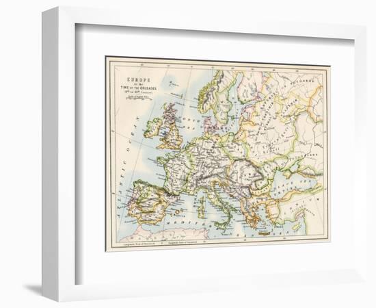 Map of Europe During the Crusades, 1000 to 1200 Ad-null-Framed Giclee Print