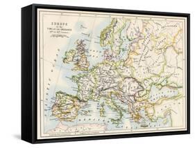 Map of Europe During the Crusades, 1000 to 1200 Ad-null-Framed Stretched Canvas