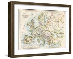 Map of Europe During the Crusades, 1000 to 1200 Ad-null-Framed Giclee Print