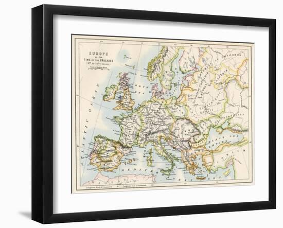 Map of Europe During the Crusades, 1000 to 1200 Ad-null-Framed Giclee Print