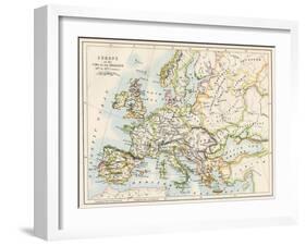 Map of Europe During the Crusades, 1000 to 1200 Ad-null-Framed Giclee Print