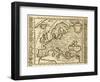 Map Of Europe Framed By National Crests. May Be Dated To The Beginning Of Xviii Sec-marzolino-Framed Art Print