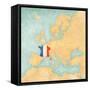 Map of Europe - France (Vintage Series)-Tindo-Framed Stretched Canvas