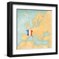 Map of Europe - France (Vintage Series)-Tindo-Framed Art Print