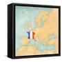 Map of Europe - France (Vintage Series)-Tindo-Framed Stretched Canvas