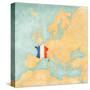 Map of Europe - France (Vintage Series)-Tindo-Stretched Canvas