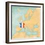 Map of Europe - France (Vintage Series)-Tindo-Framed Art Print