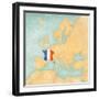 Map of Europe - France (Vintage Series)-Tindo-Framed Art Print