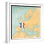 Map of Europe - France (Vintage Series)-Tindo-Framed Art Print