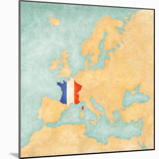 Map of Europe - France (Vintage Series)-Tindo-Mounted Art Print