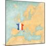 Map of Europe - France (Vintage Series)-Tindo-Mounted Art Print