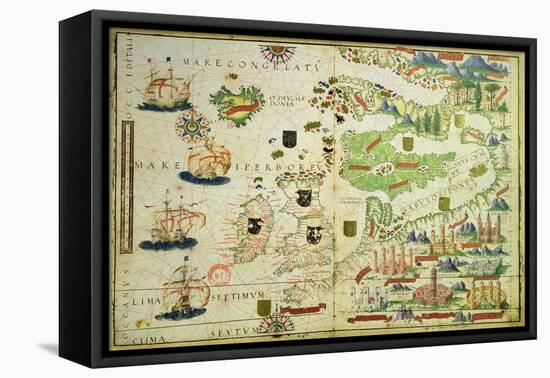 Map of Europe, from a Facsimile of the 'Miller Atlas' by Pedro and Jorge Reinel, and Lopo Homem,…-null-Framed Stretched Canvas