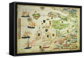 Map of Europe, from a Facsimile of the 'Miller Atlas' by Pedro and Jorge Reinel, and Lopo Homem,…-null-Framed Stretched Canvas