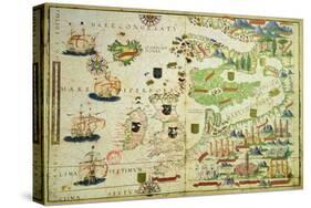 Map of Europe, from a Facsimile of the 'Miller Atlas' by Pedro and Jorge Reinel, and Lopo Homem,…-null-Stretched Canvas