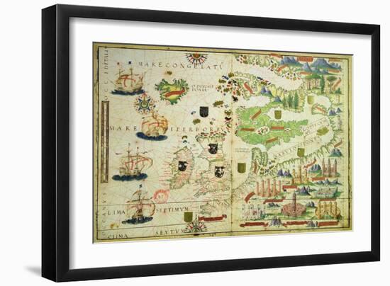 Map of Europe, from a Facsimile of the 'Miller Atlas' by Pedro and Jorge Reinel, and Lopo Homem,…-null-Framed Giclee Print