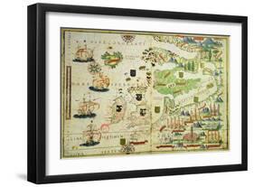 Map of Europe, from a Facsimile of the 'Miller Atlas' by Pedro and Jorge Reinel, and Lopo Homem,…-null-Framed Giclee Print