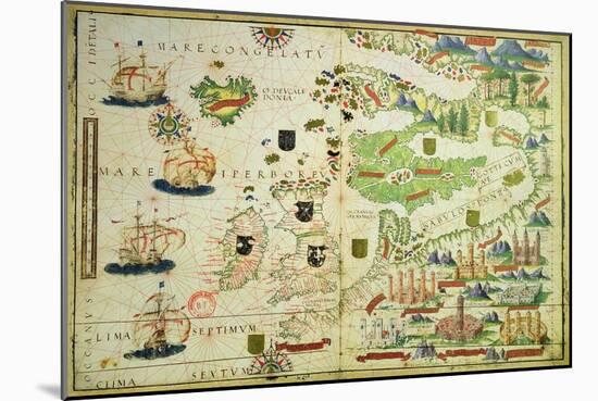 Map of Europe, from a Facsimile of the 'Miller Atlas' by Pedro and Jorge Reinel, and Lopo Homem,…-null-Mounted Giclee Print