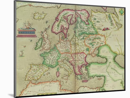 Map of Europe, from "Theatrum Orbis Terrarum"-Abraham Ortel Ortelius-Mounted Giclee Print