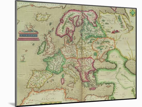 Map of Europe, from "Theatrum Orbis Terrarum"-Abraham Ortel Ortelius-Mounted Giclee Print