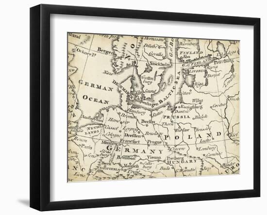 Map of Europe Grid V-T. Jeffreys-Framed Art Print