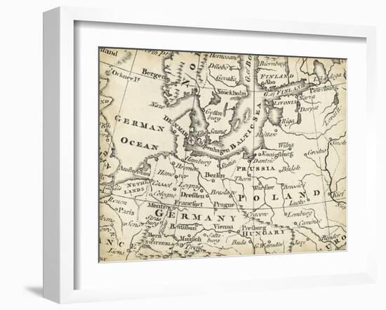 Map of Europe Grid V-T. Jeffreys-Framed Art Print