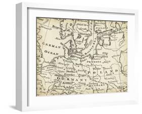 Map of Europe Grid V-T. Jeffreys-Framed Art Print